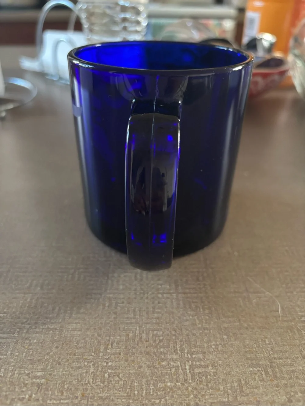 Adidas Cobalt Blue Glass Mug with Winged Shoe Logo